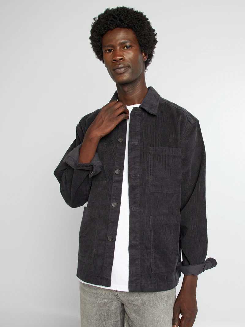 black regular velvet man overshirt